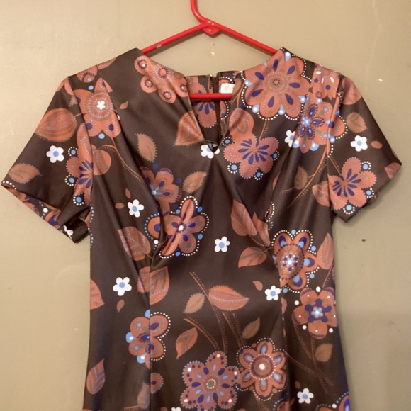 Vintage Late 60s early 70s mod print dress - Picture 3 of 8